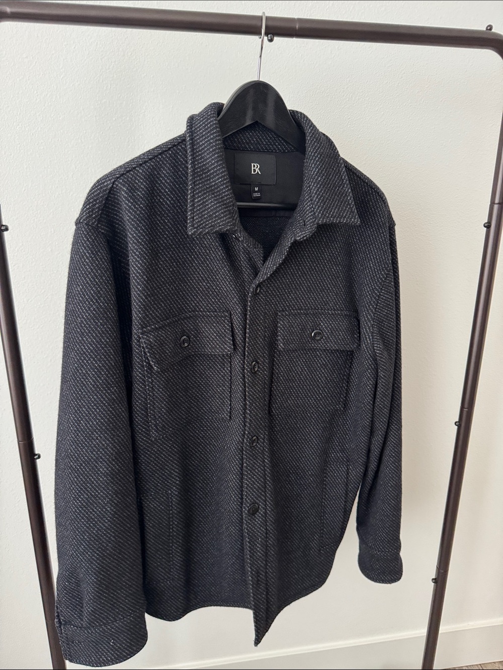 Banana Republic Men's Black Textured Button-Front Shirt Jacket, size M